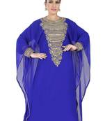 Blue embroidered georgette islamic kaftan