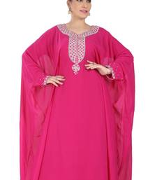 Pink embroidered georgette islamic kaftan