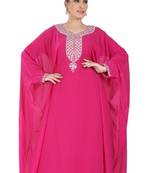 Pink embroidered georgette islamic kaftan
