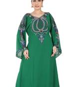Green embroidered georgette islamic kaftan