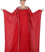 Red embroidered georgette islamic kaftan