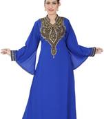Blue embroidered georgette islamic kaftan