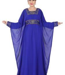 Blue embroidered georgette islamic kaftan