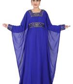Blue embroidered georgette islamic kaftan