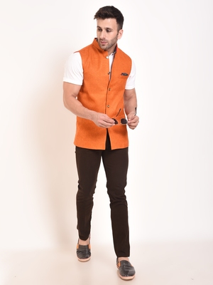 orange nehru jacket