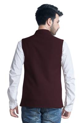 Maroon plain velvet nehru jacket 2