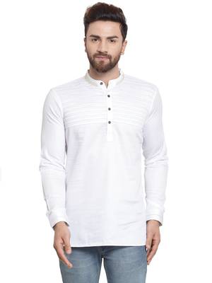 White plain cotton men kurta 1
