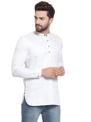 White plain cotton men kurta 2
