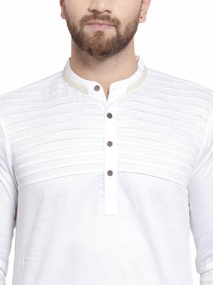 White plain cotton men kurta 5