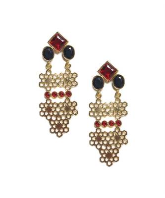 Black Geometric Drop Earrings 1