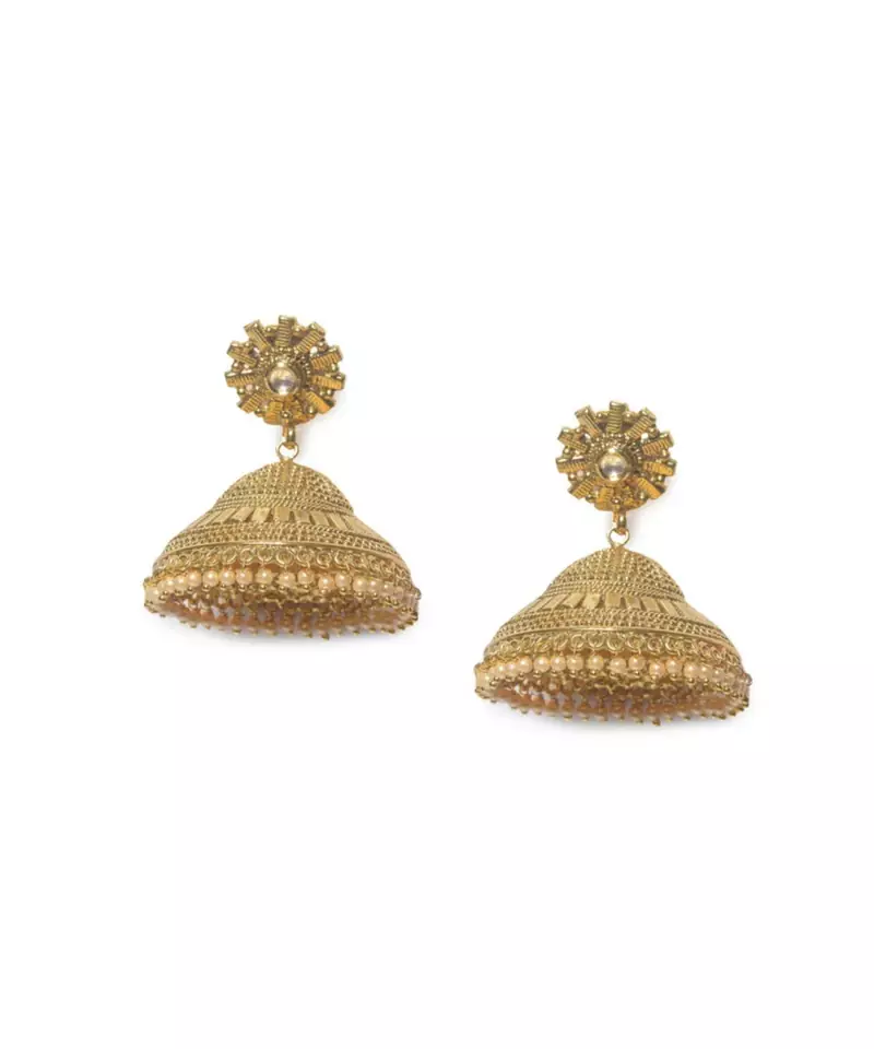Farheen Gold Jhumka Earrings