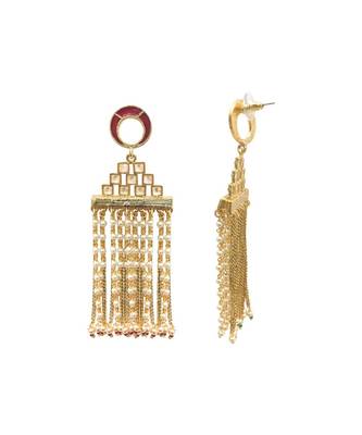 Red Pearl Tassel Earrings 2