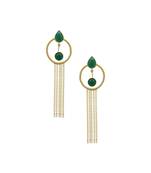 Green Circle Tassel Earrings