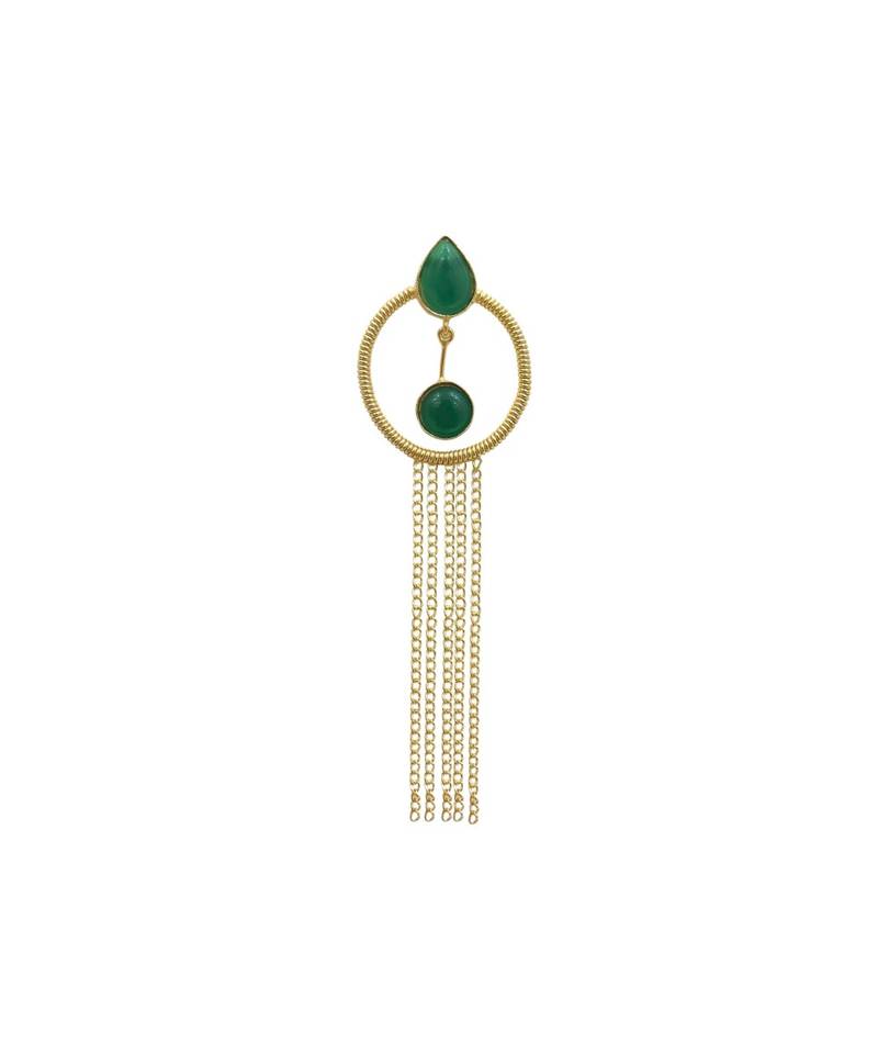 Green Circle Tassel Earrings