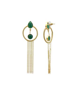 Green Circle Tassel Earrings 3