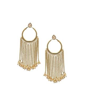 Gold Tassel Hoop Earrings 1