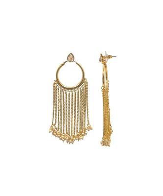 Gold Tassel Hoop Earrings 3