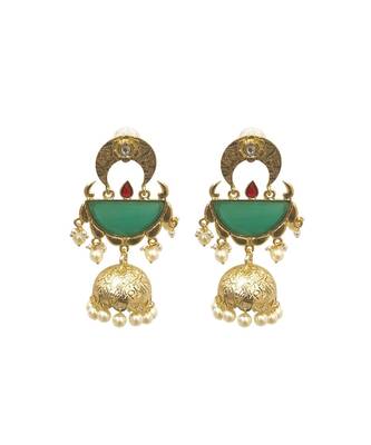 Diya Green Jhumka Earrings 1
