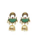 Diya Green Jhumka Earrings