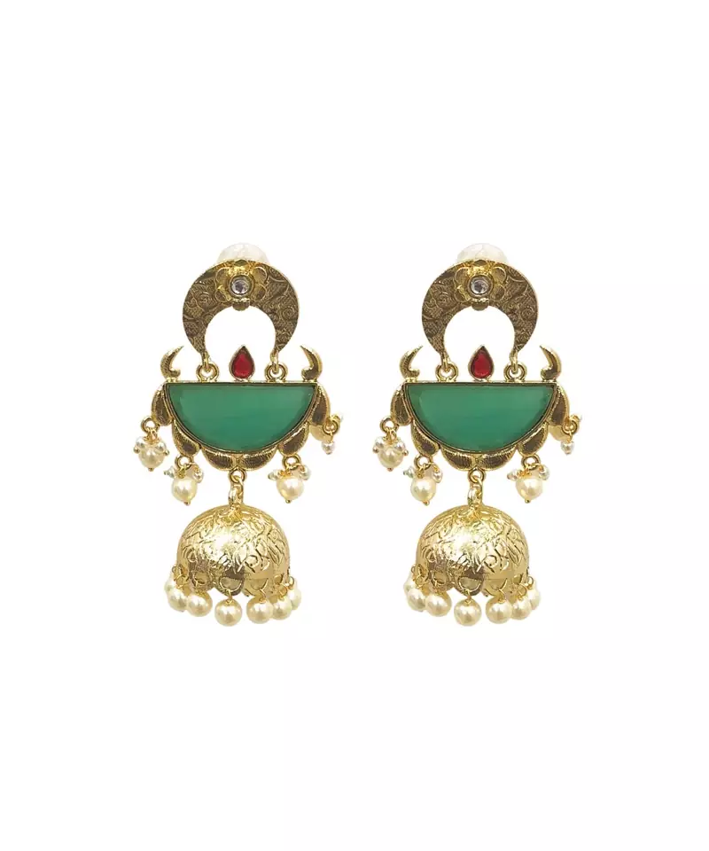 Diya Green Jhumka Earrings
