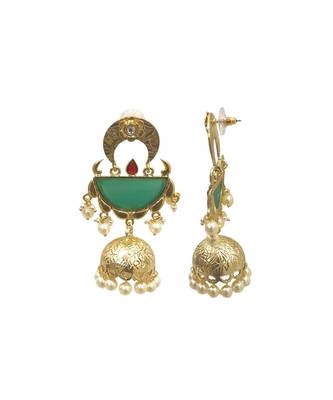 Diya Green Jhumka Earrings 3