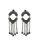 Silver Crescent Tassel Earrings