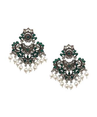 Nagina Green Statement Earrings 1