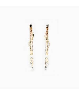 Gold Wave Tassel Earrings 1