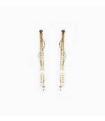 Gold Wave Tassel Earrings