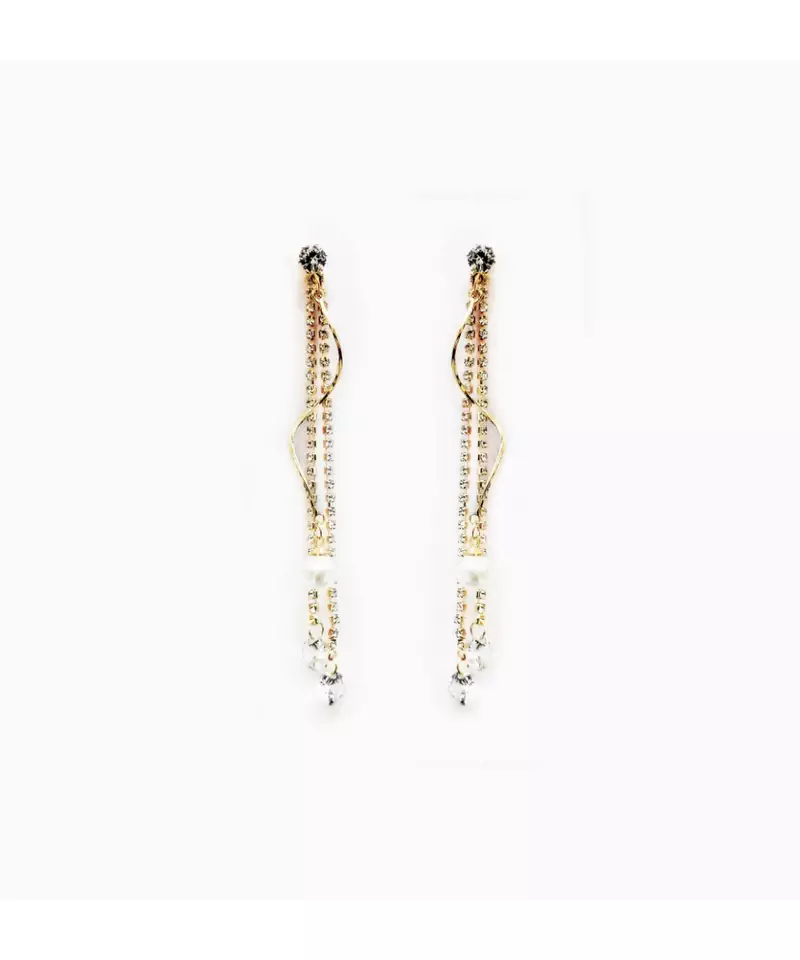 Gold Wave Tassel Earrings