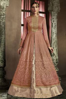 Rust Color Embroidery Long Suit 1