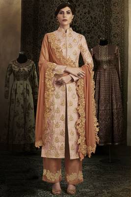 Peach Color Embroidery Anarkali Suit 1