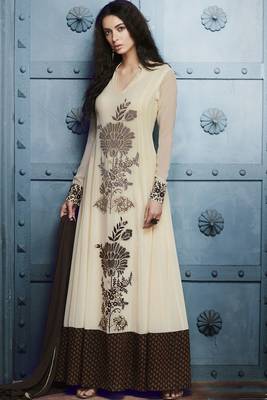 Off White Embroidery Anarkali Suit 1