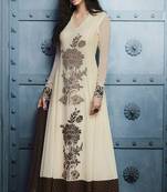 Off White Embroidery Anarkali Suit