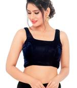 Navy Blue Velvet Readymade Padded Saree Blouse