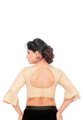 Gold Chiffon Readymade Padded Saree Blouse 2