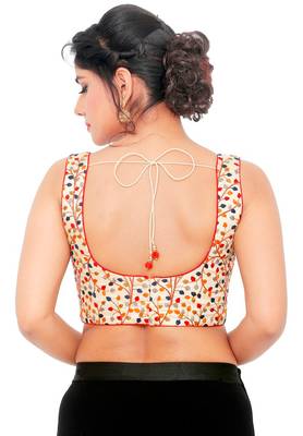 Multicolor Dupion Silk Readymade Padded Saree Blouse 2