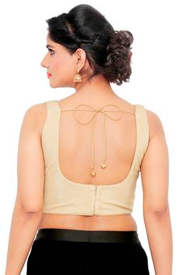 Gold Lycra Shimmer Readymade Padded Saree Blouse 2