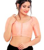 Pastel Peach Stripes Readymade Padded Saree Blouse