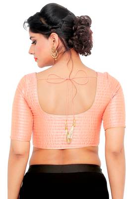 Pastel Peach Stripes Readymade Padded Saree Blouse 2