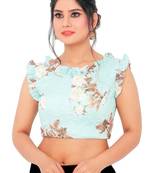 Pastel Blue Chiffon Readymade Padded Saree Blouse