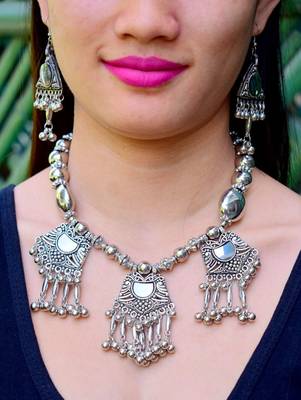 Oxidized Metal Jewellery Set  Pattern 15 2