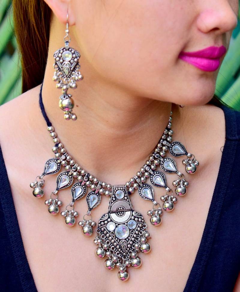 Oxidized Metal Jewellery Set  Pattern 10