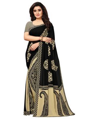 Black Printed Georgette Sarees With Blouse 1