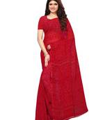 Red Printed Georgette Sarees With Blouse