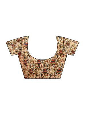Red Plain Chanderi Sarees With Blouse 4