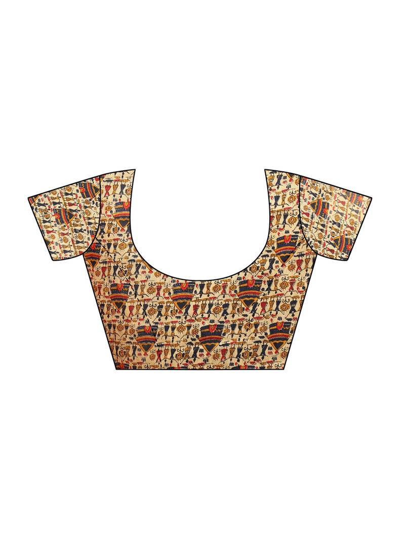 Red Plain Chanderi Sarees With Blouse