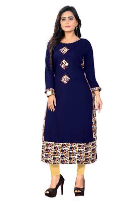Blue printed rayon kurti 1