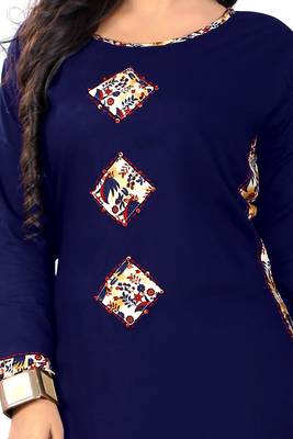 Blue printed rayon kurti 4