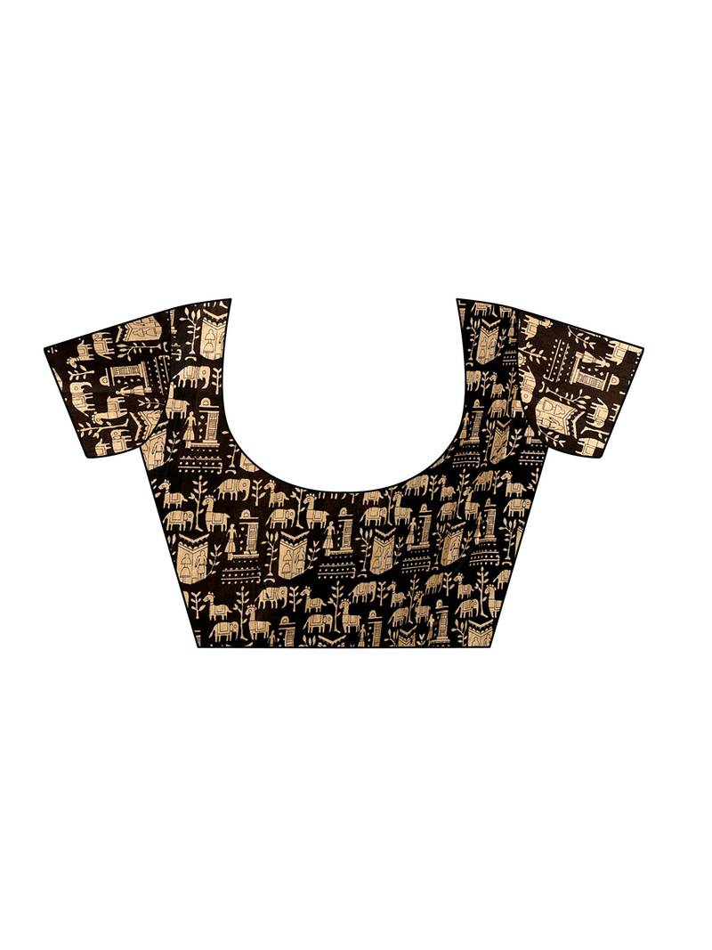 Green Plain Chanderi Sarees With Blouse